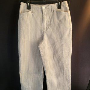 GLORIA VANDERBILT Women Size 4 Tan & White Pinstripe Capris Pants, GUC